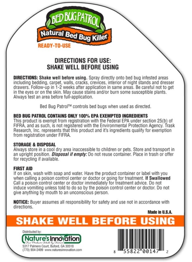 Bed Bug Patrol Natural, Non-Toxic, Family and Pet Safe Bed Bug Killer- 24oz - Image 2